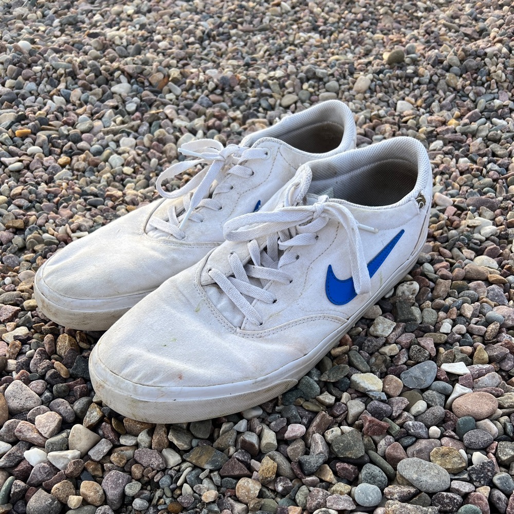 White w/ Blue Nikes